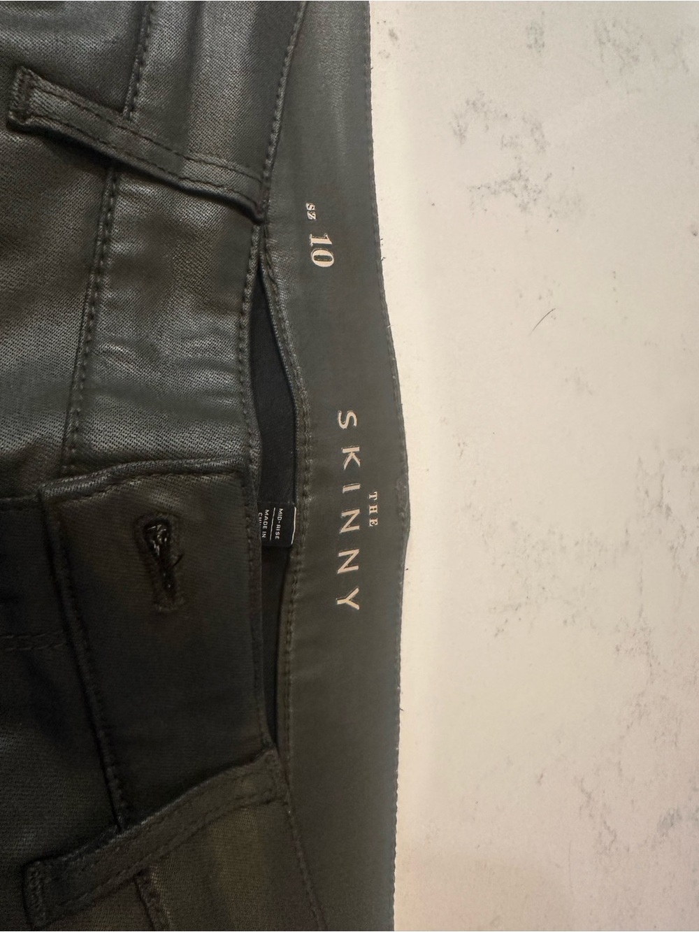 The Skinny Dark Green Faux Leather Skinny Jeans - Size 10